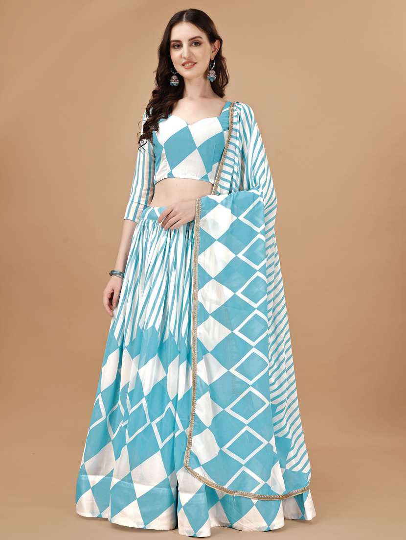 women light blue flared lehenga choli with dupatta - 20895895 - Zoom Image - 0