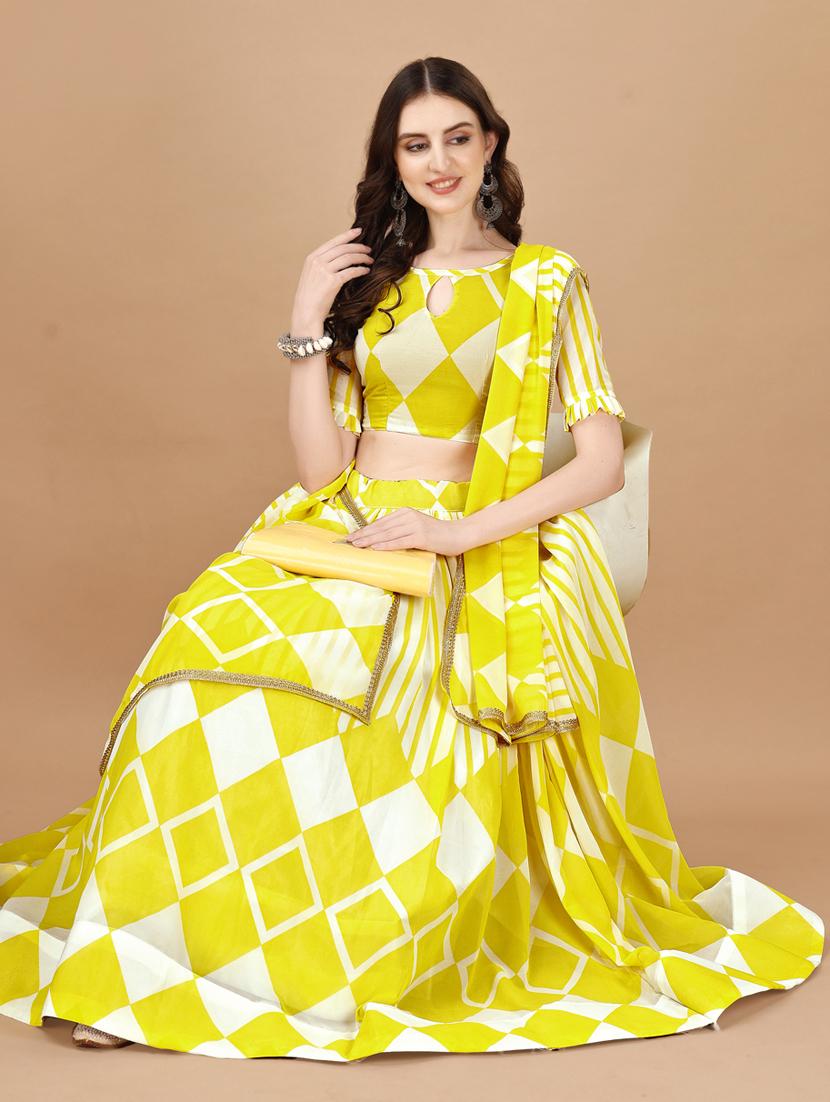 women yellow flared lehenga choli with dupatta - 20895897 - Standard Image - 3