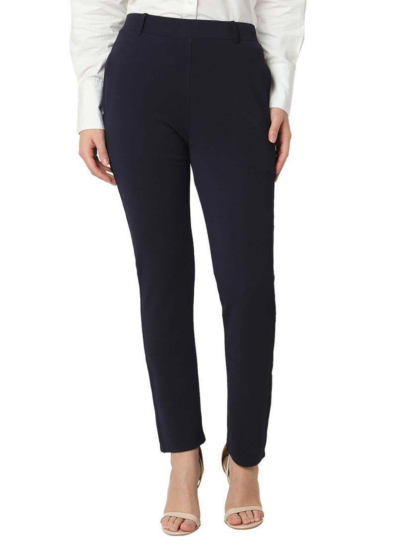 women solid cotton lycra flat front trouser - 20895989 - Zoom Image - 0