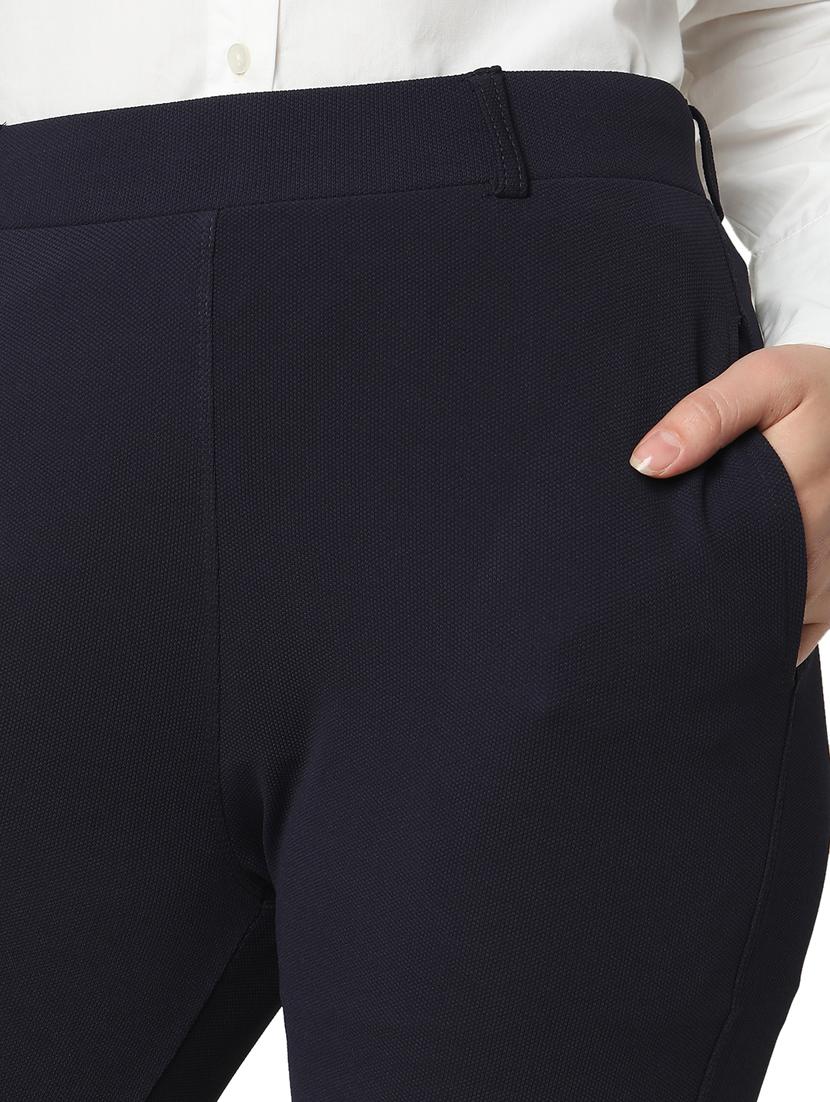 women solid cotton lycra flat front trouser - 20895989 - Standard Image - 5