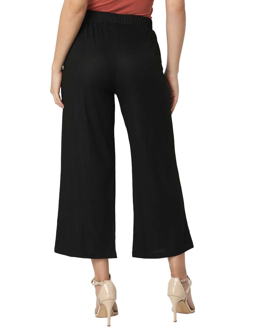women solid cotton lycra flat front trouser - 20895991 - Standard Image - 3