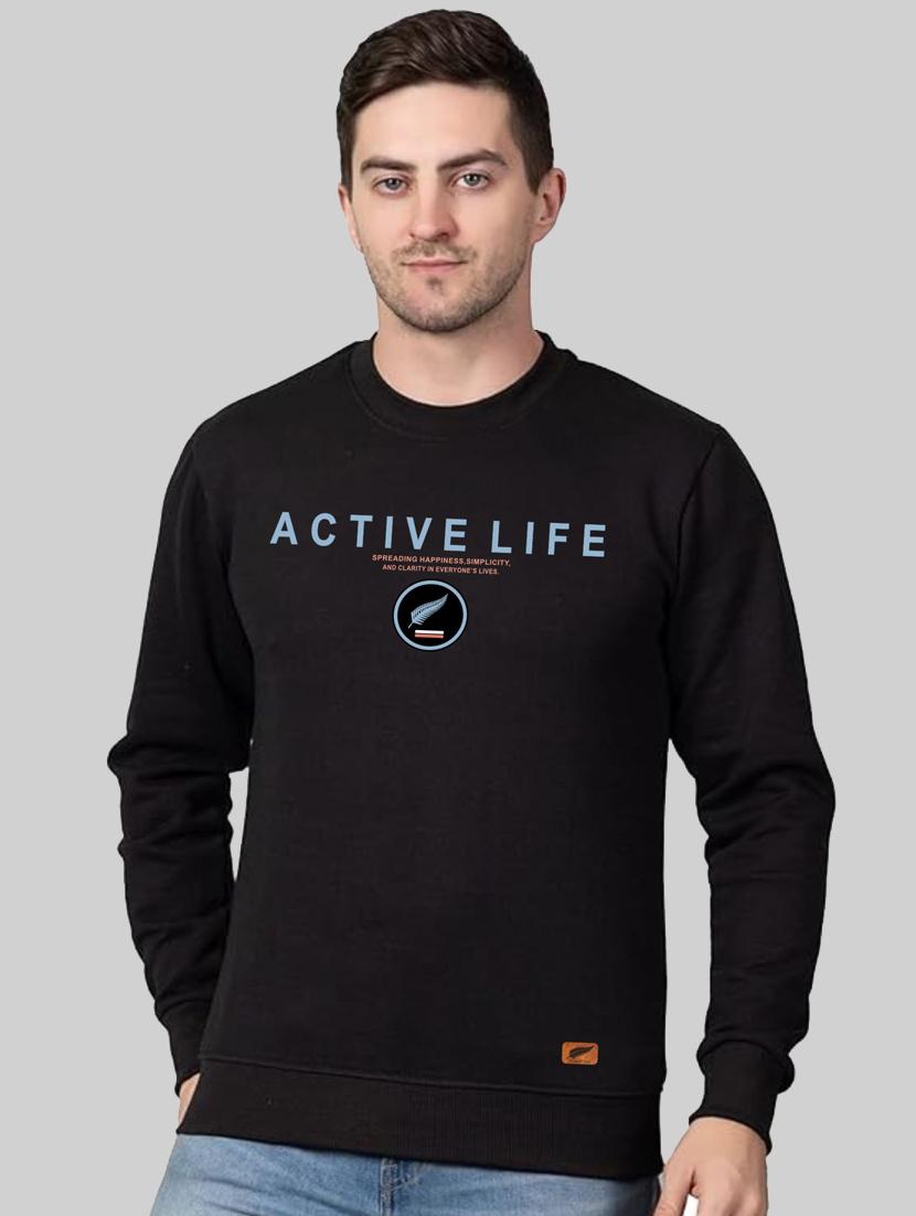 black fleece chest print sweatshirt - 20896842 - Zoom Image - 0