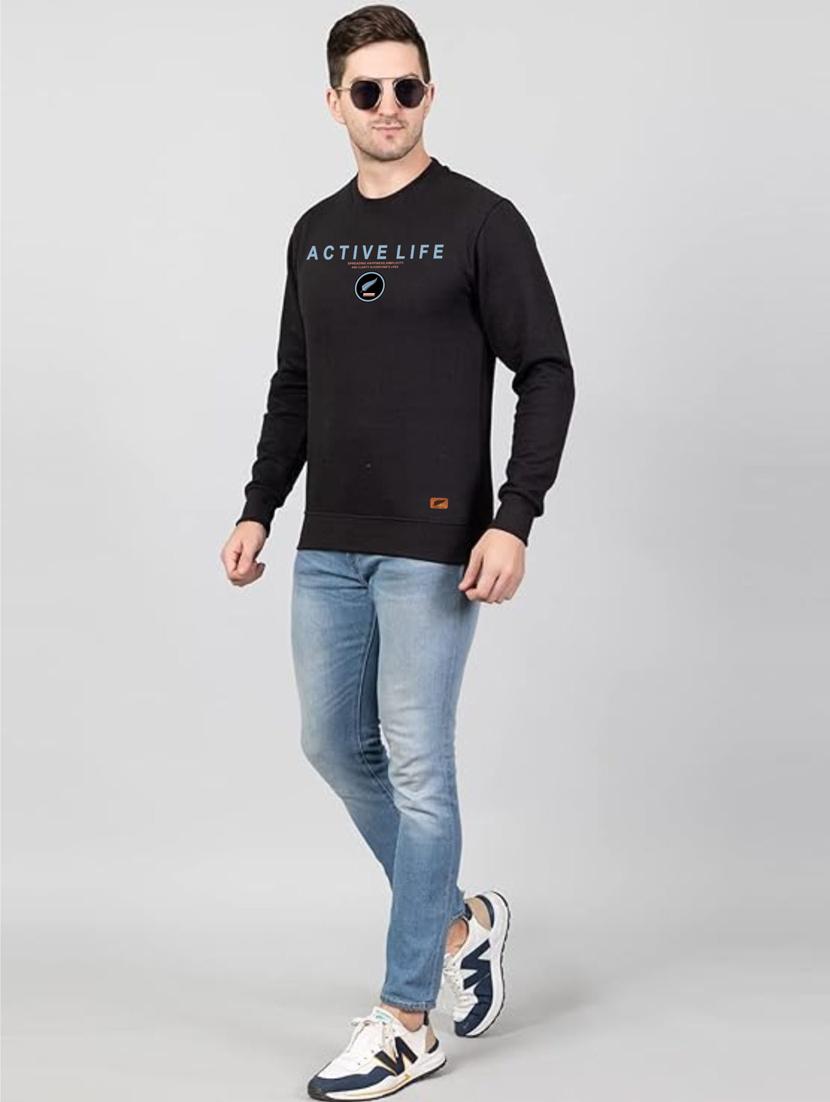 black fleece chest print sweatshirt - 20896842 - Standard Image - 3