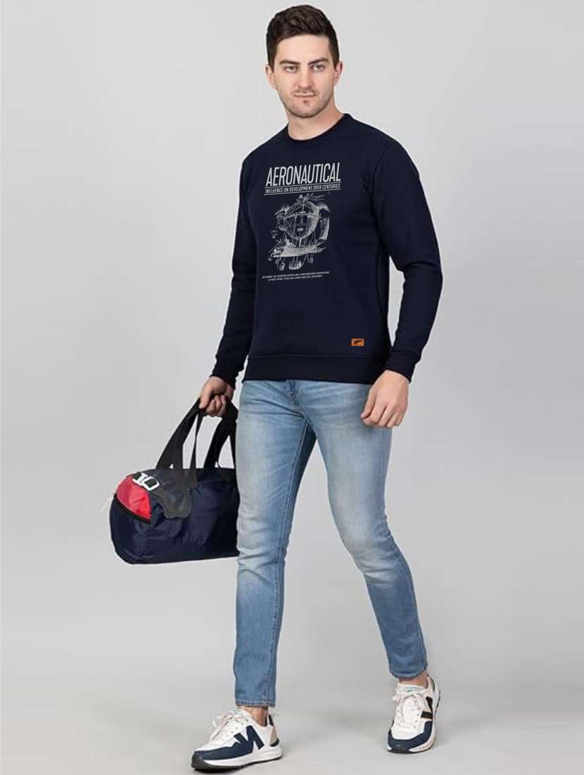 navy blue fleece chest print sweatshirt - 20896847 -  Standard Image - 3
