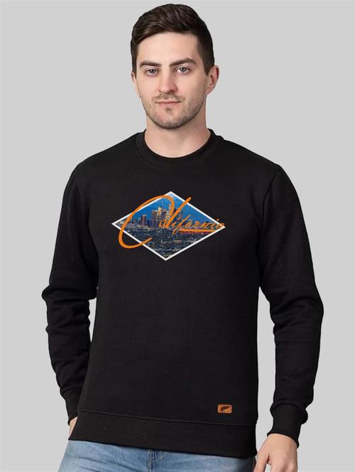 black fleece chest print sweatshirt - 20896851 - Standard Image - 0