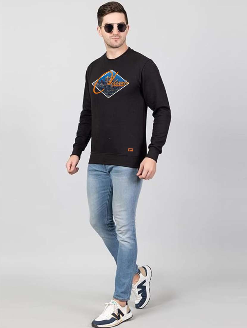 black fleece chest print sweatshirt - 20896851 - Standard Image - 3