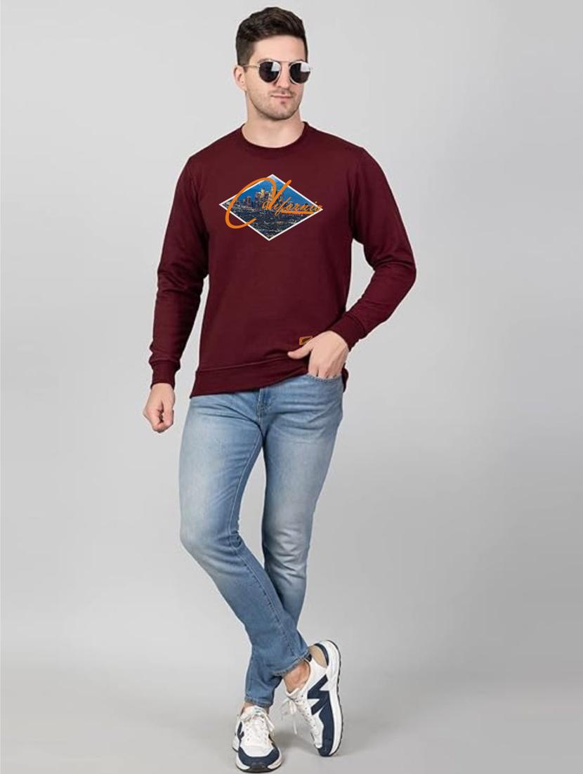 maroon fleece chest print sweatshirt - 20896852 - Standard Image - 3