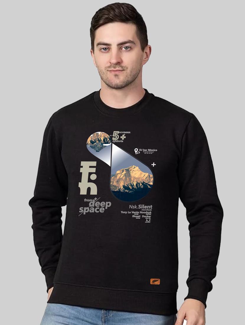 black fleece chest print sweatshirt - 20896854 - Zoom Image - 0