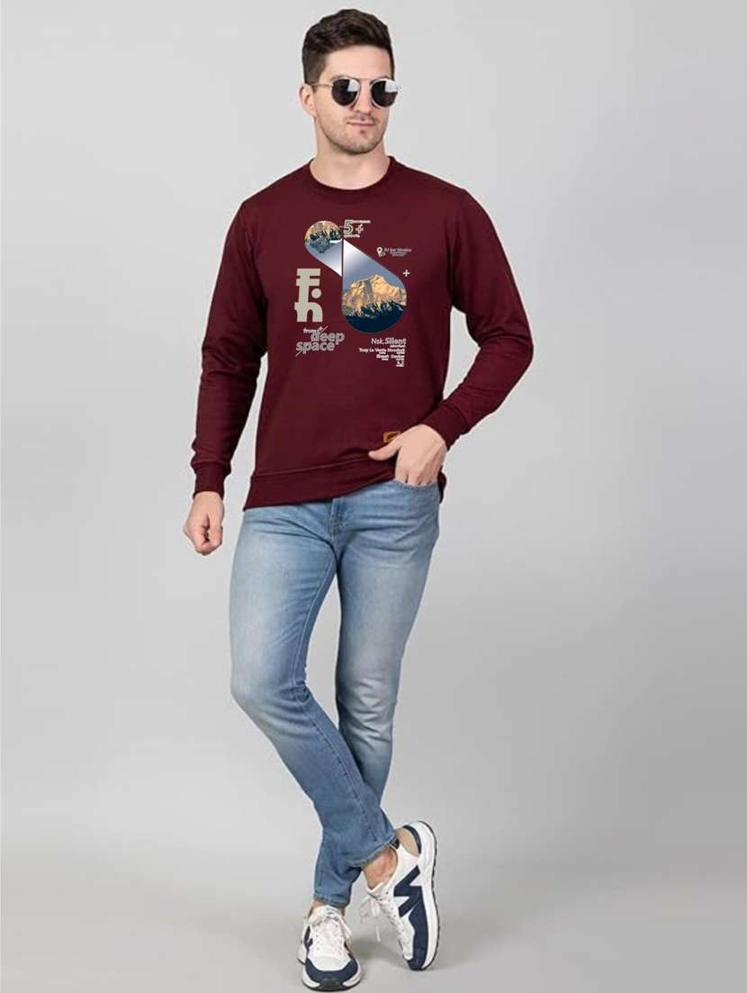 maroon fleece chest print sweatshirt - 20896855 - Standard Image - 3
