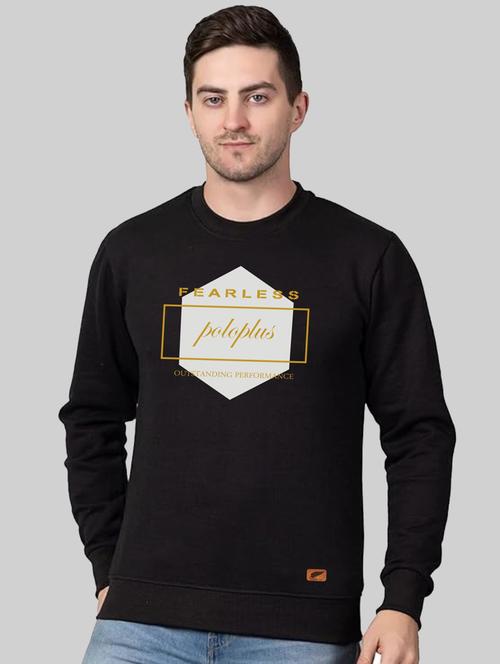 black fleece chest print sweatshirt - 20896857 - Standard Image - 0