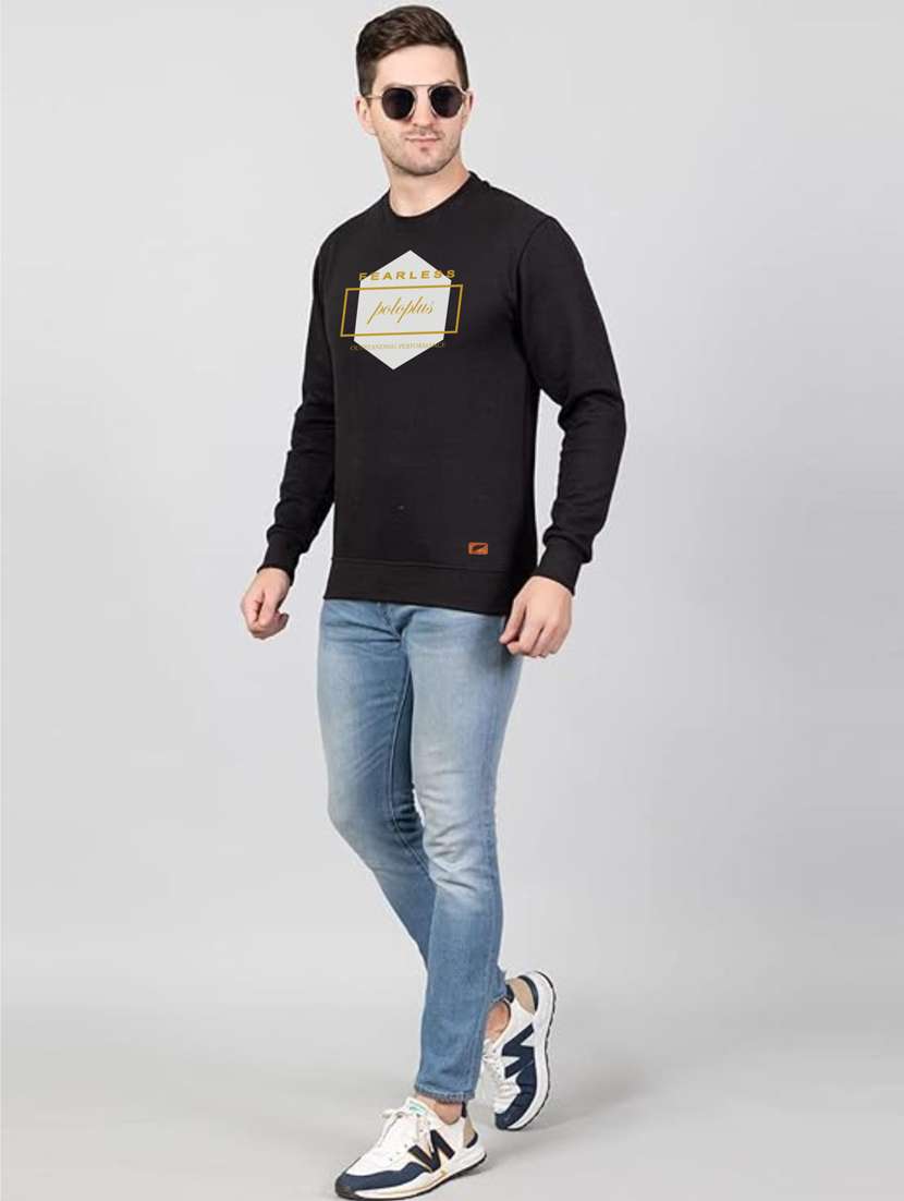 black fleece chest print sweatshirt - 20896857 - Standard Image - 3