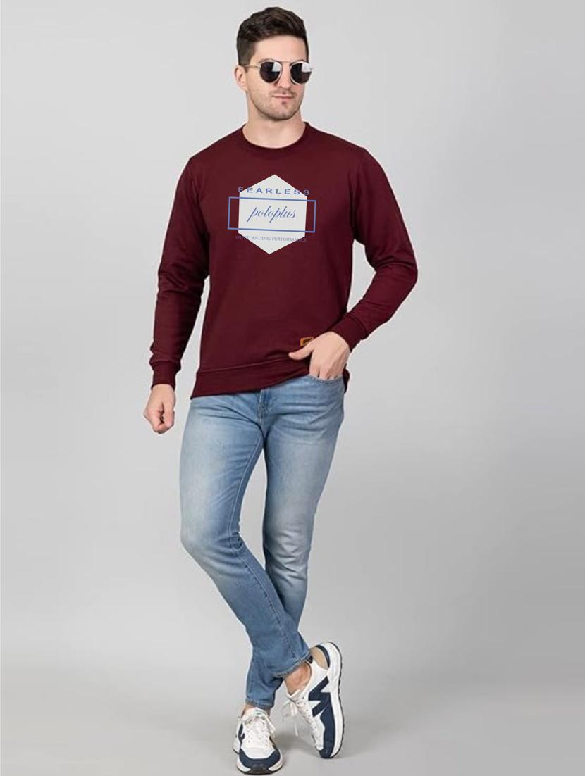 maroon fleece chest print sweatshirt - 20896858 - Standard Image - 3