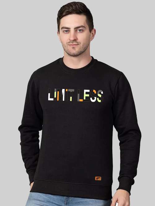 black fleece chest print sweatshirt - 20896860 - Standard Image - 0