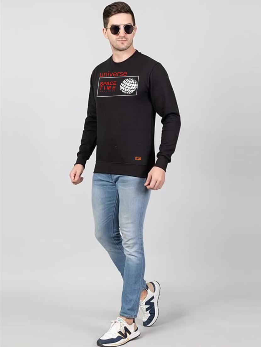 black fleece chest print sweatshirt - 20896869 - Standard Image - 3