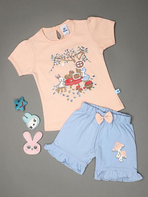 kids printed cotton shorts twin set - 20901280 - Standard Image - 0