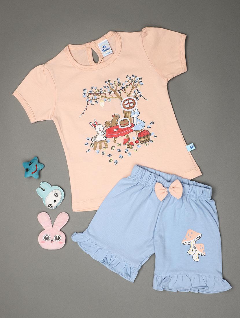 kids printed cotton shorts twin set - 20901280 - Zoom Image - 0