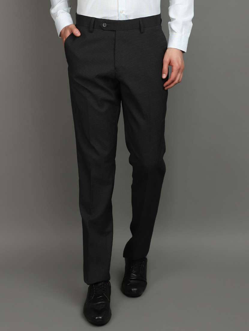 black cotton flat front  formal trouser