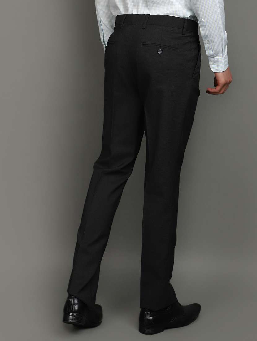 black cotton flat front  formal trouser - 20901304 -  Standard Image - 3