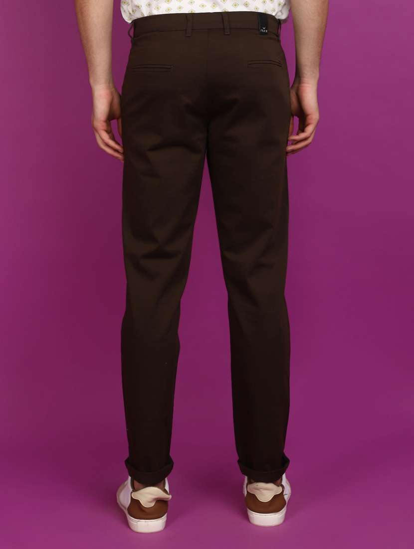 men solid full length chinos  - 20901321 -  Standard Image - 3