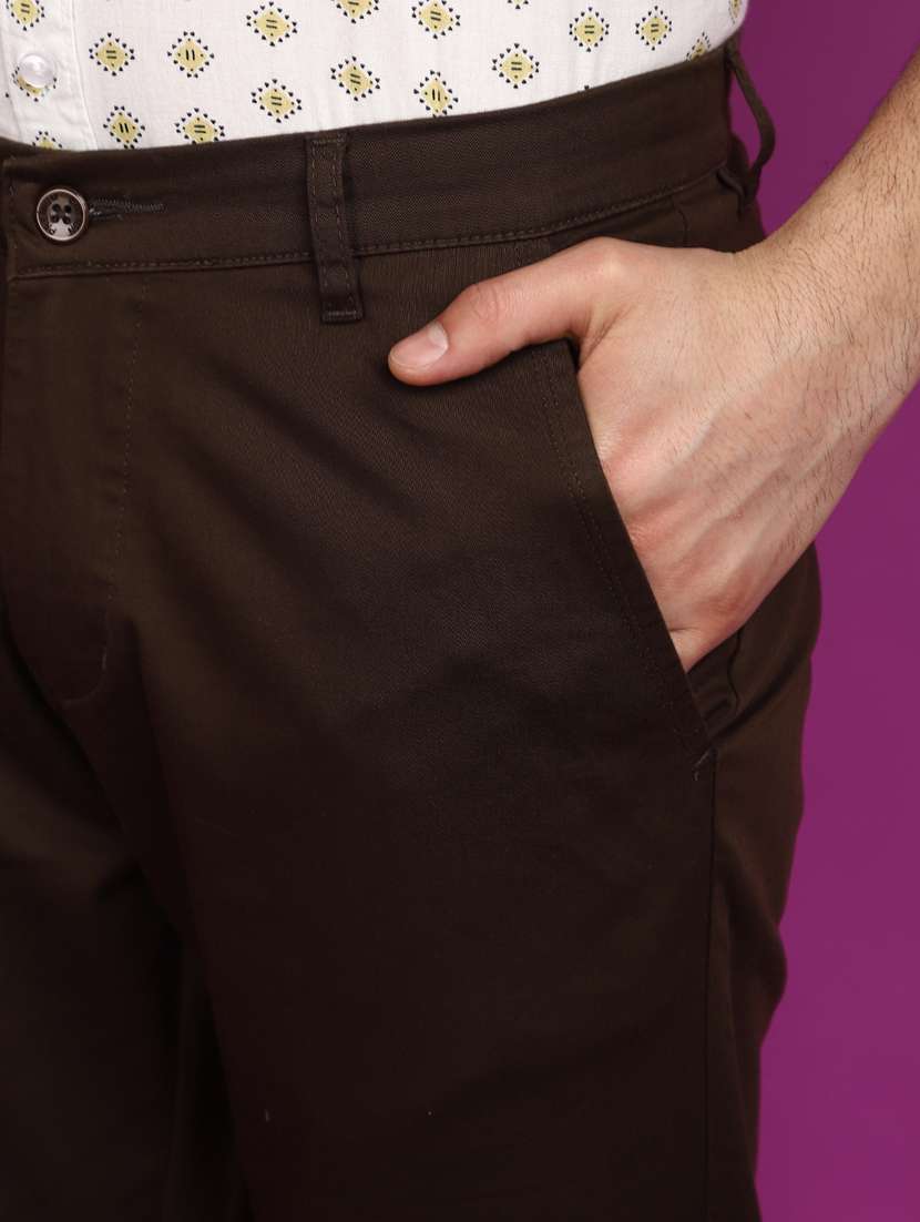 men solid full length chinos  - 20901321 -  Standard Image - 5