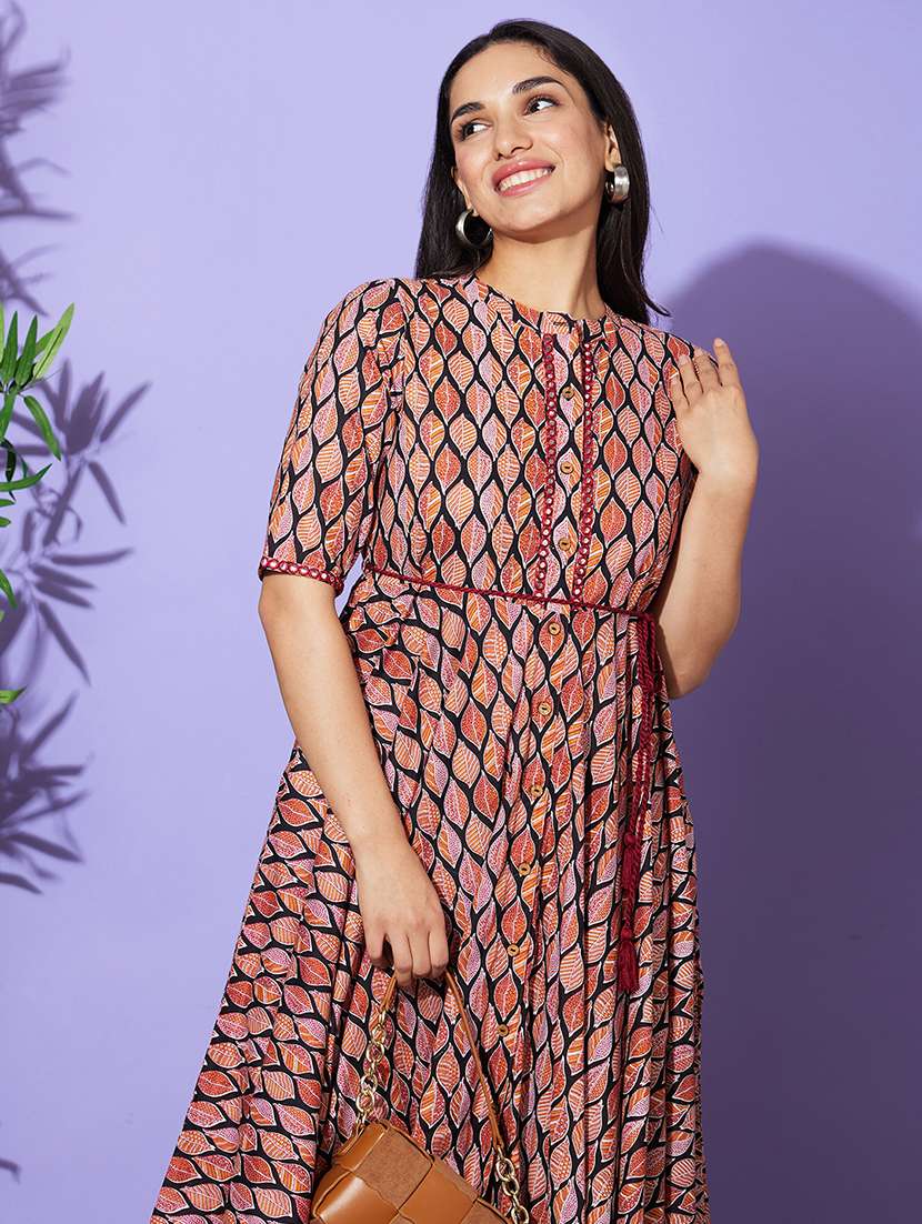 multicolored printed a-line ethnic dress - 20901428 -  Standard Image - 3