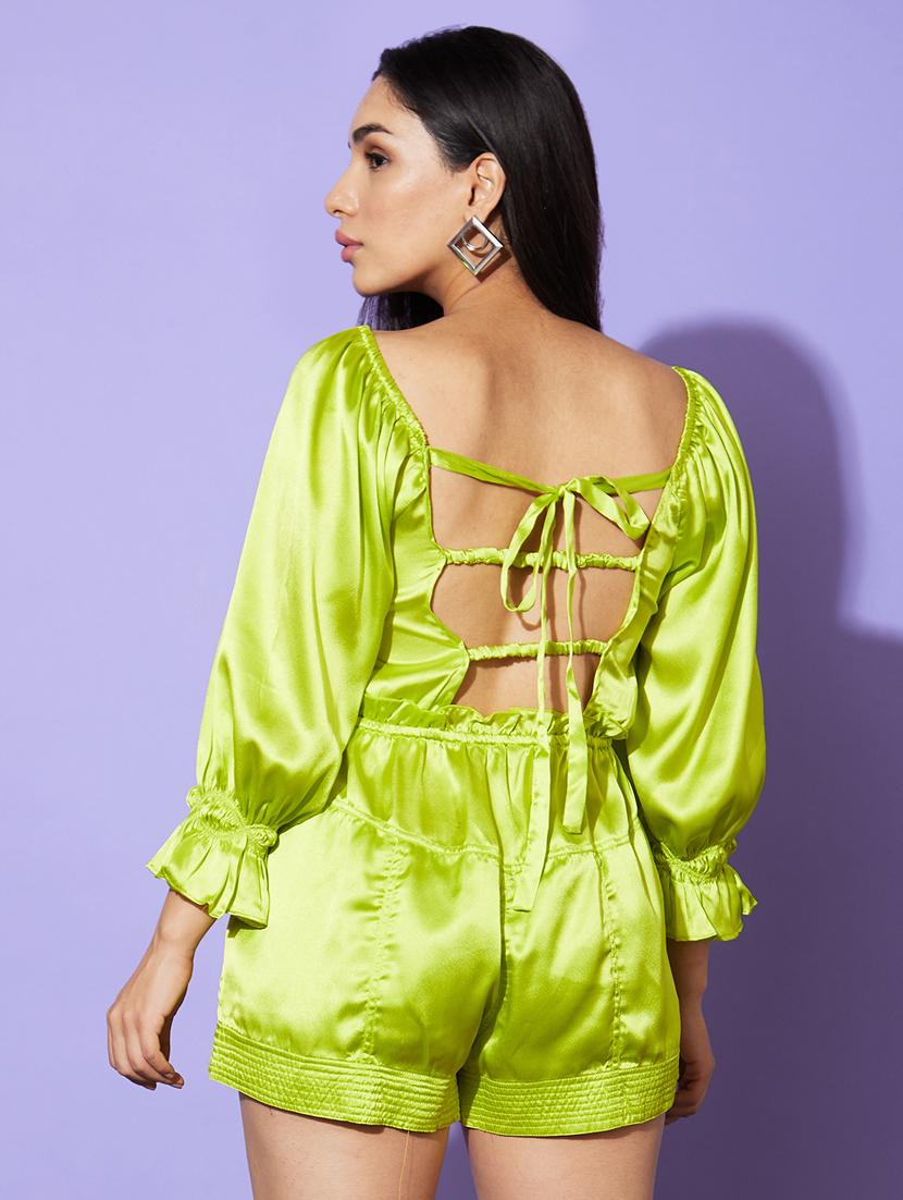 solid color open back & tie romper jumpsuit - 20901450 - Standard Image - 3