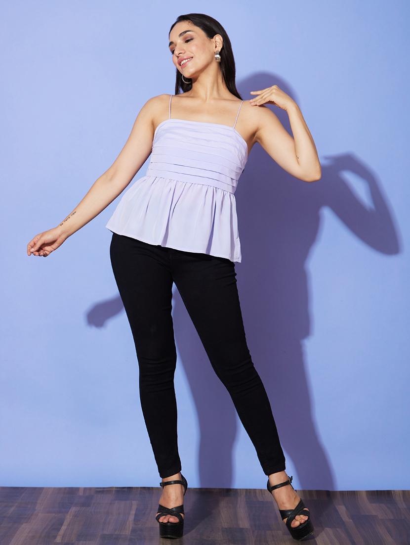 lavender solid peplum top - 20901453 - Standard Image - 3