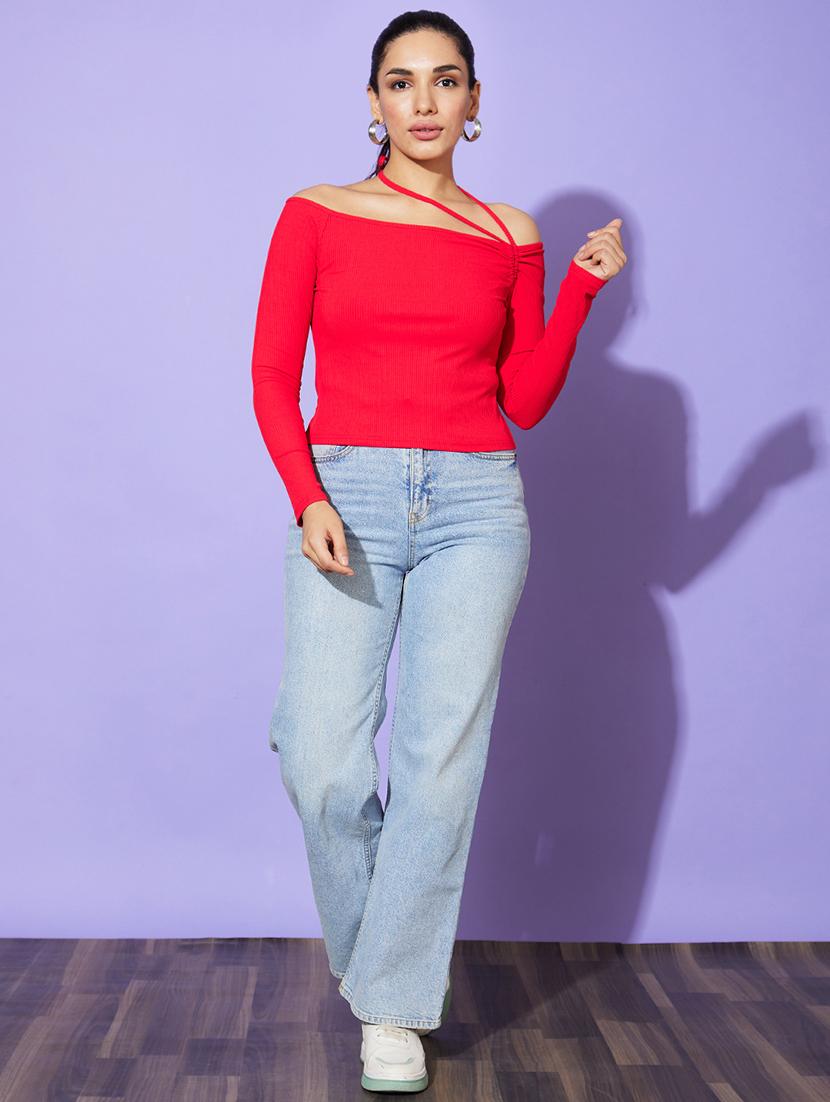 red solid regular top - 20901469 - Standard Image - 3