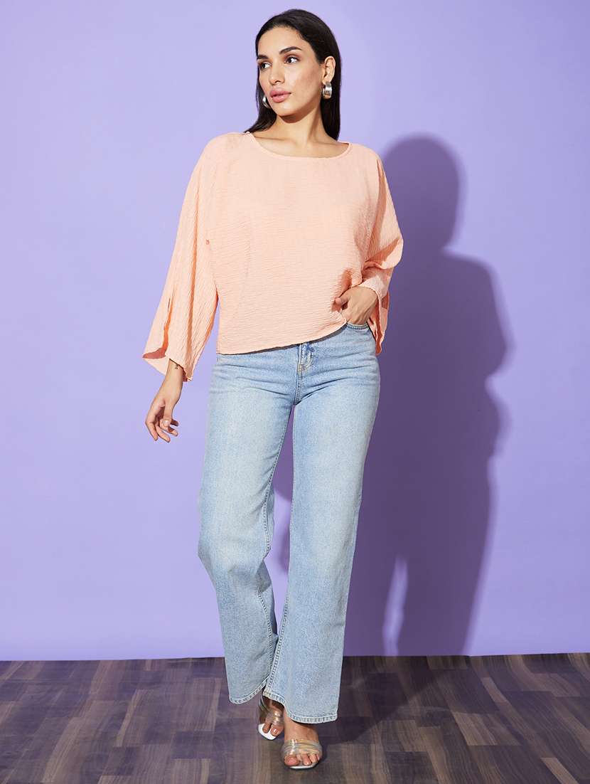 women peach self-designed regular top - 20901496 -  Standard Image - 3