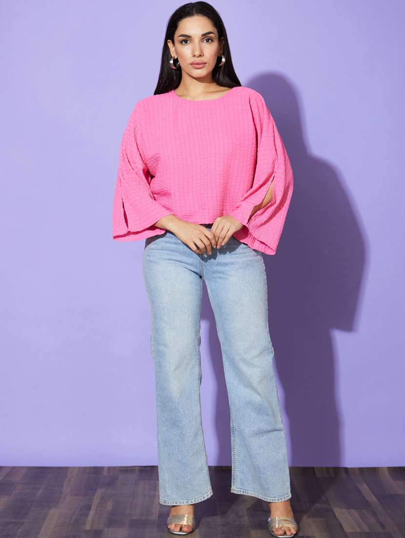 women pink self-designed regular top - 20901497 -  Standard Image - 3