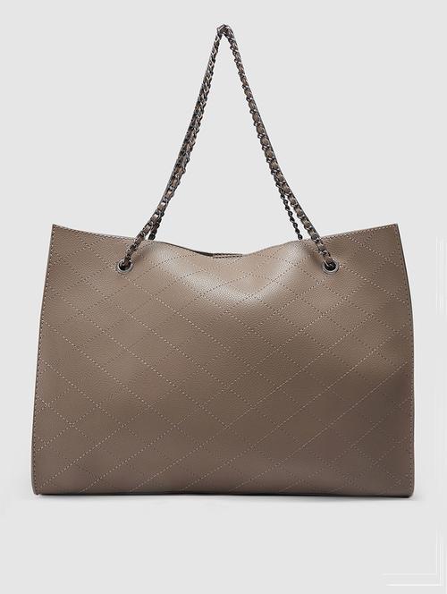 brown leatherette (pu) regular tote - 20906602 -  Standard Image - 0