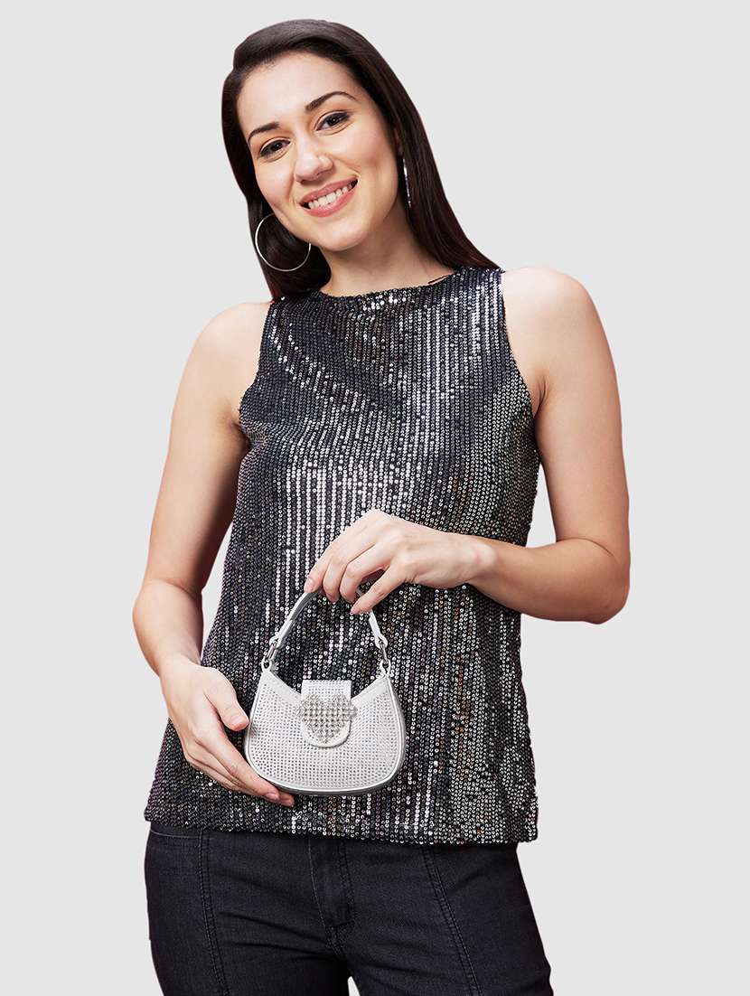 silver leatherette (pu) sling bag - 20906603 -  Standard Image - 5