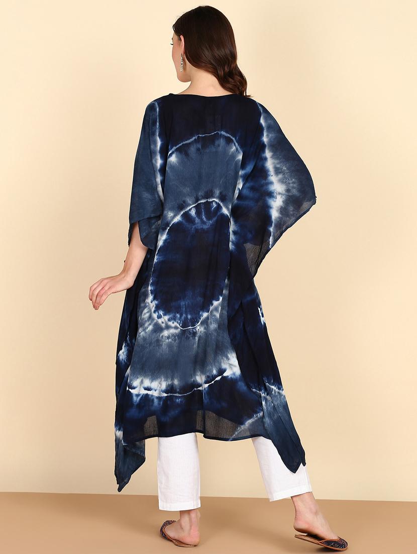 women tie & dye relaxed fit kaftan kurta - 20906626 - Standard Image - 3