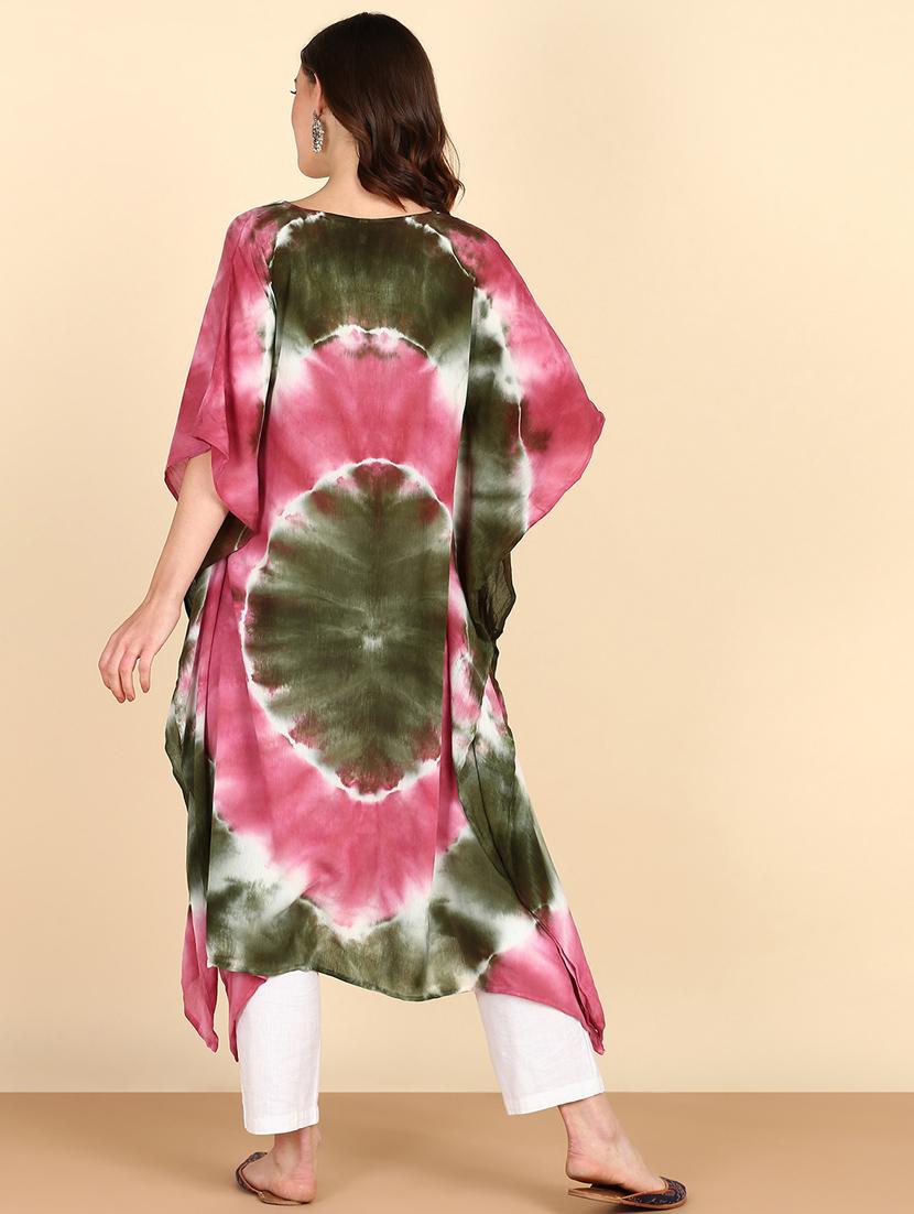 women tie & dye kimono sleeve kaftan kurta - 20906634 - Standard Image - 3