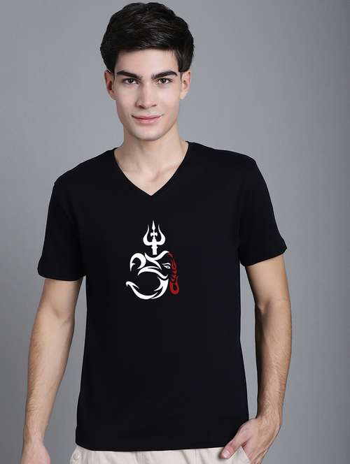 black cotton chest print tshirt - 20906828 - Standard Image - 0