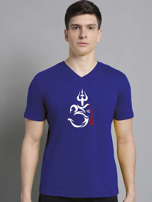 blue cotton chest print tshirt - 20906829 -  Standard Image - 0