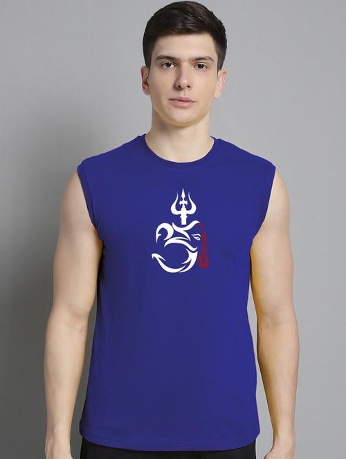 blue cotton chest print tshirt - 20906836 -  Standard Image - 0