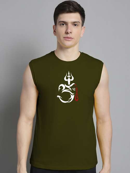 olive cotton chest print tshirt - 20906840 -  Standard Image - 0
