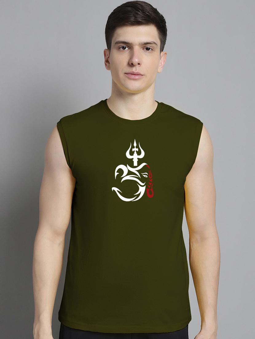 olive cotton chest print tshirt - 20906840 -  Zoom Image - 0