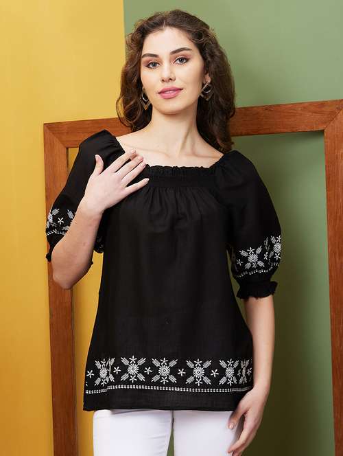 black embroidered regular tunic - 20911610 -  Standard Image - 0