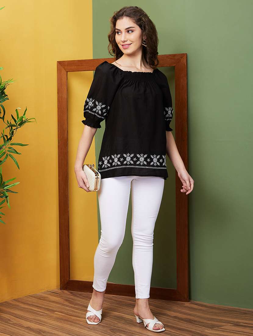 black embroidered regular tunic - 20911610 -  Standard Image - 3
