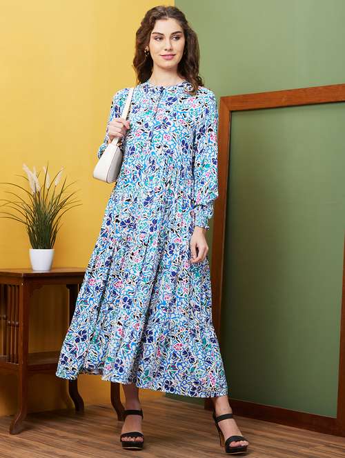 women multicolored printed fit & flare dress - 20911617 - Standard Image - 0