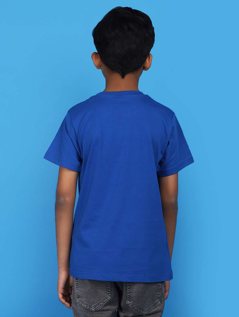 blue cotton typographic print t-shirt - 20911691 -  Standard Image - 3