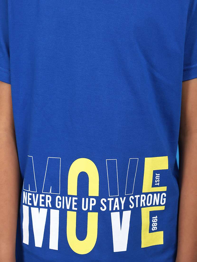 blue cotton typographic print t-shirt - 20911691 -  Standard Image - 5