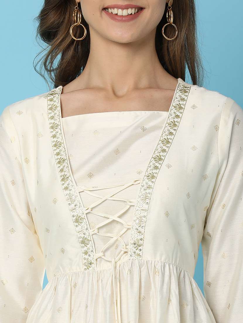 women three quarter sleeve flared kurta - 20911761 -  Standard Image - 5