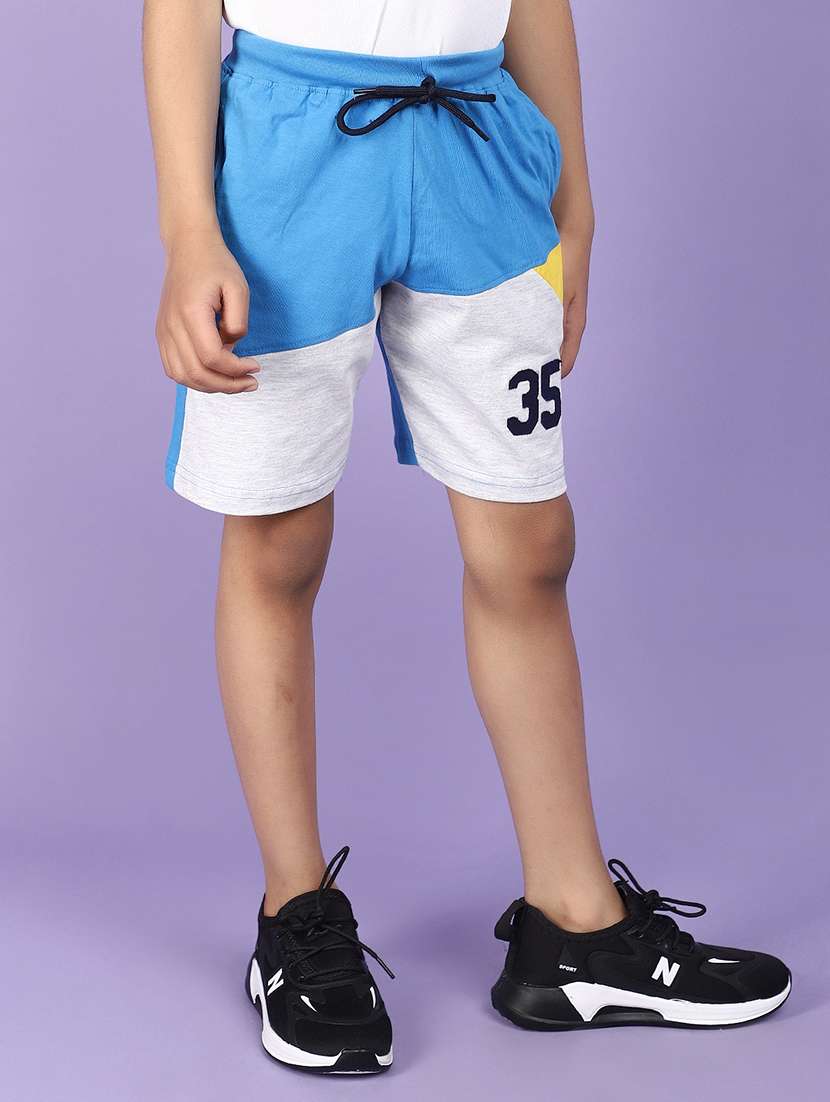kids light blue colourblocked shorts