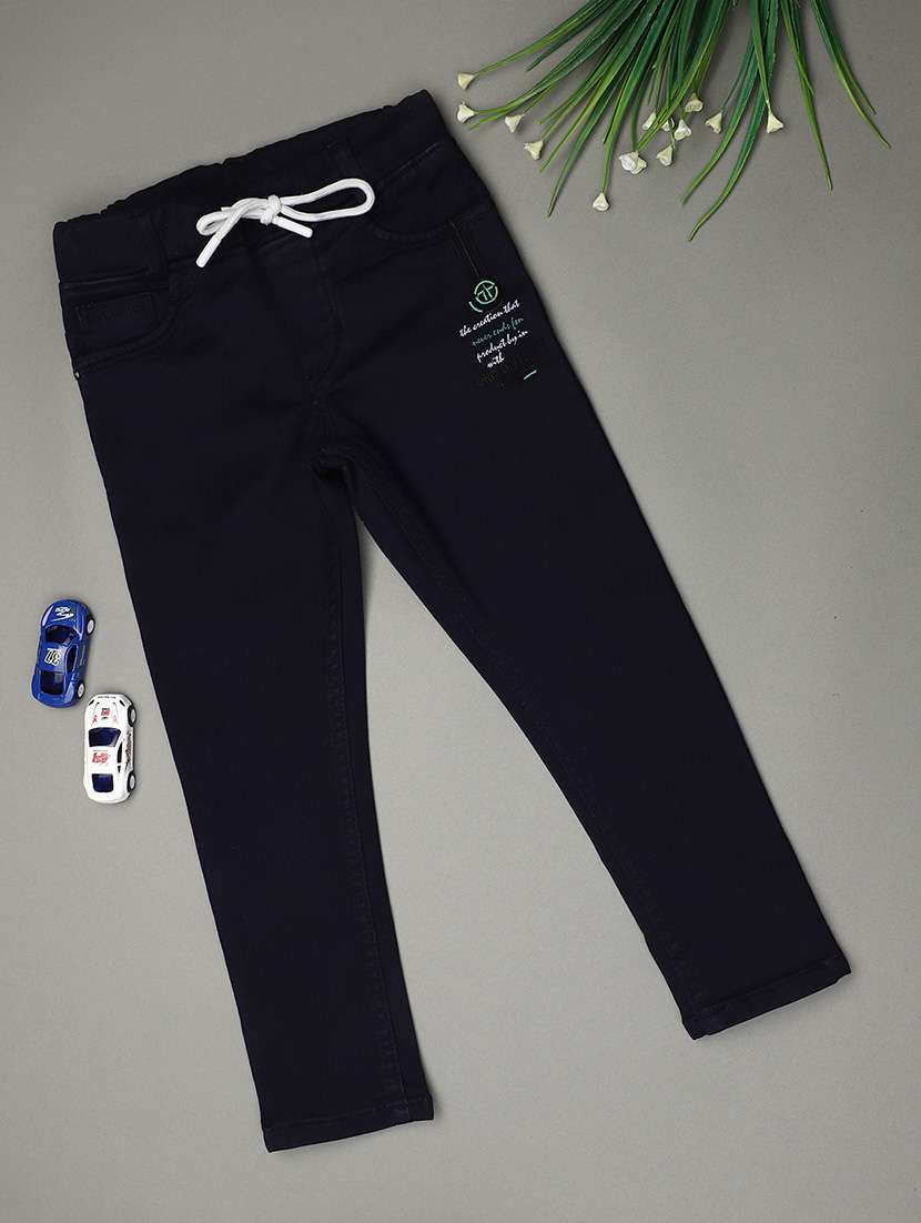 solid black detailed denim jeans