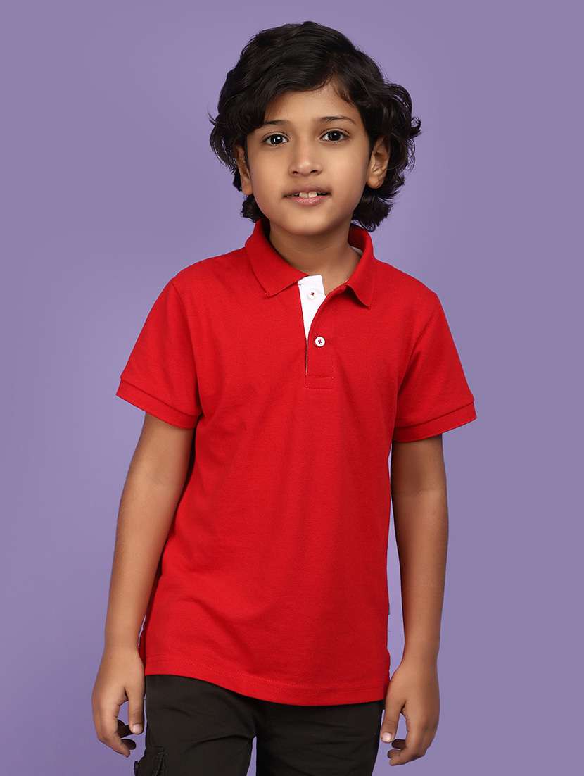 red cotton solid t-shirt