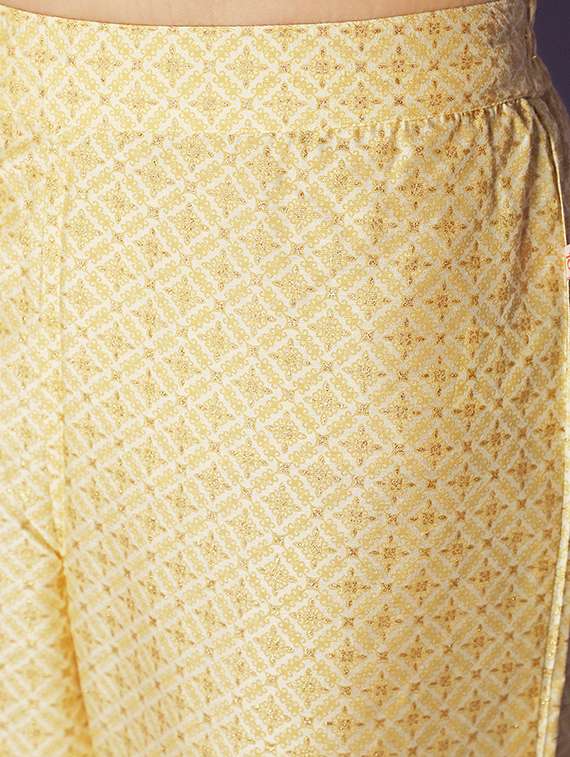 women yellow printed sequins detailed kurta & pant set - 20911893 -  Standard Image - 5