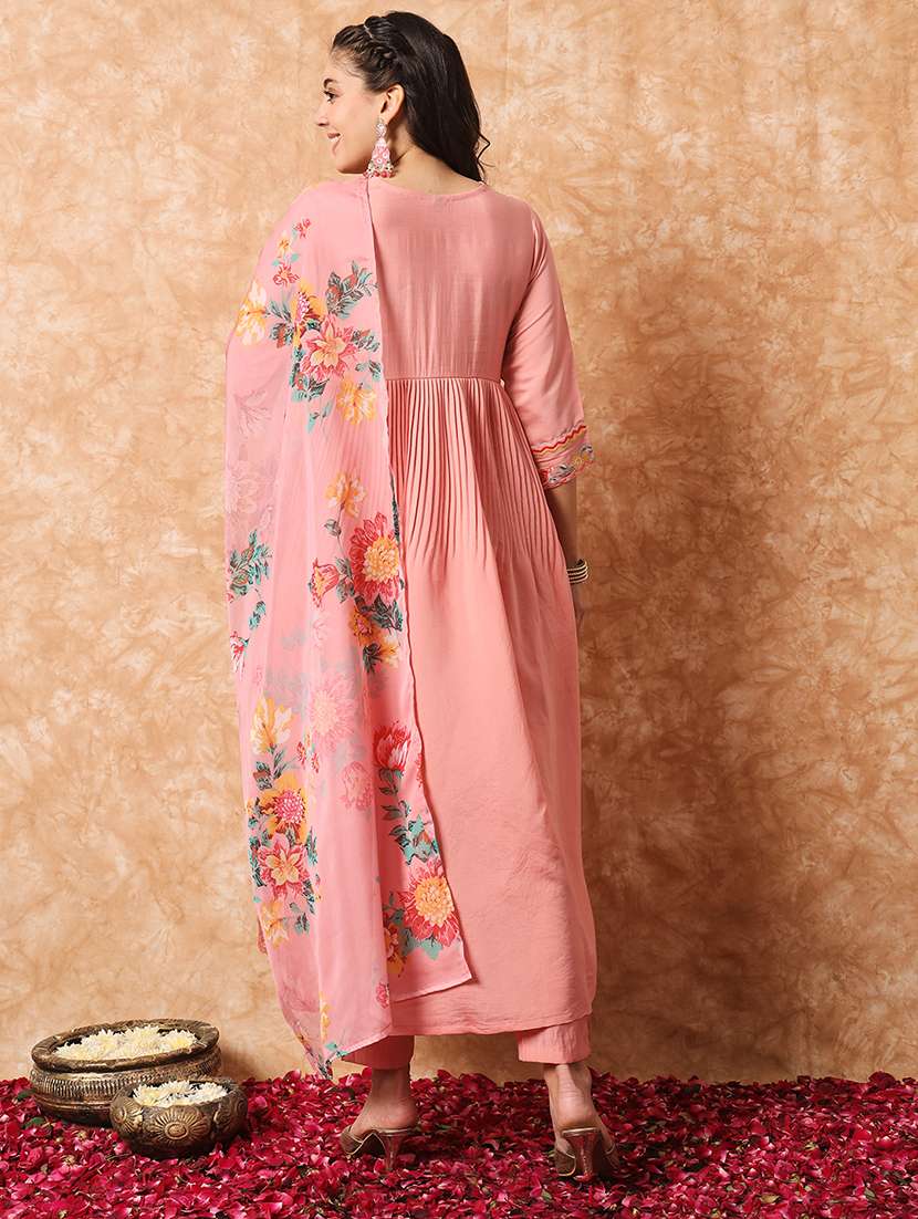 pink embroidered kurta pant with dupatta - 20912014 -  Standard Image - 3